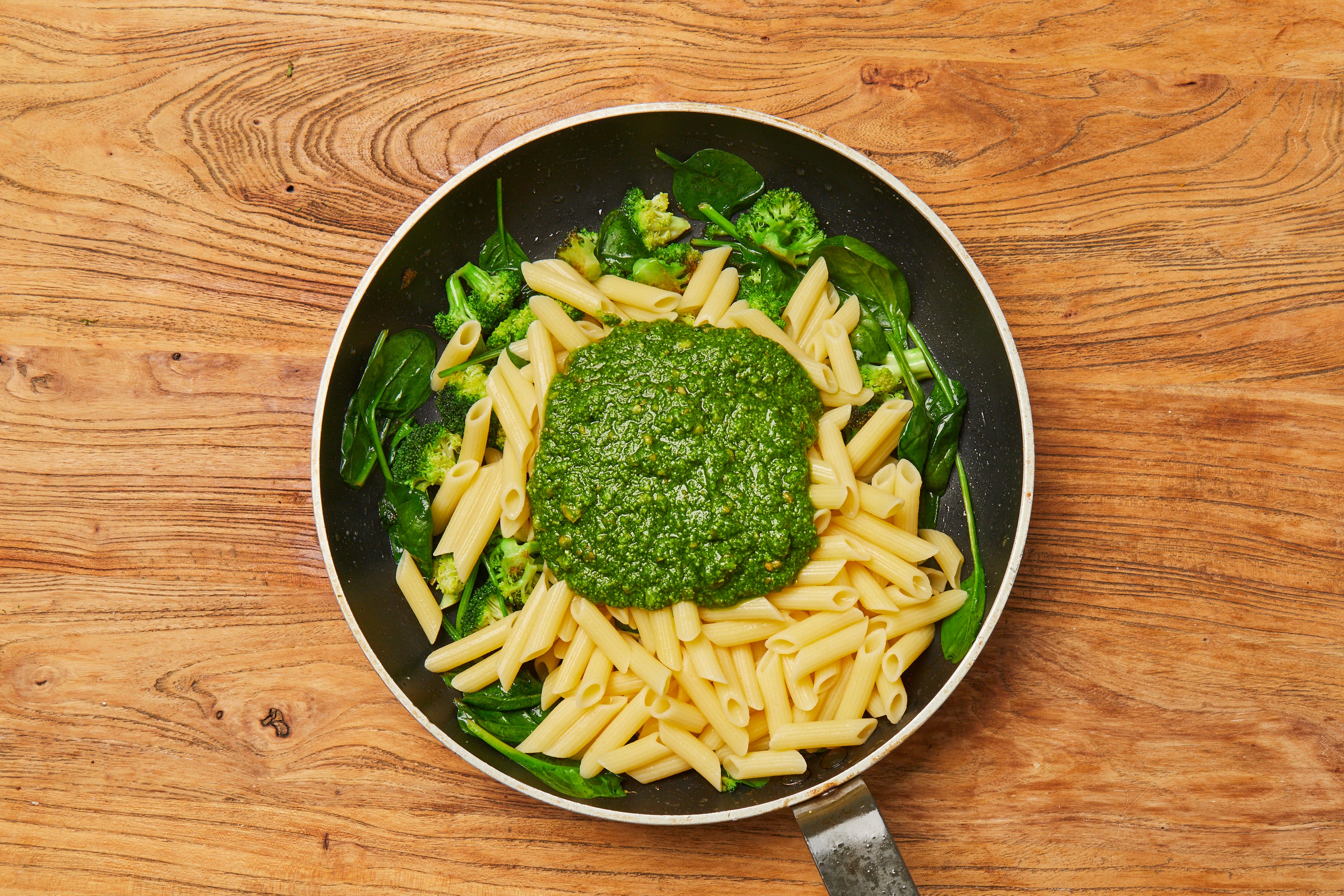 Broccoli & Spinach Pesto Pasta with Ricotta Salata