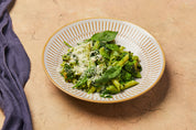 Broccoli & Spinach Pesto Pasta with Ricotta Salata