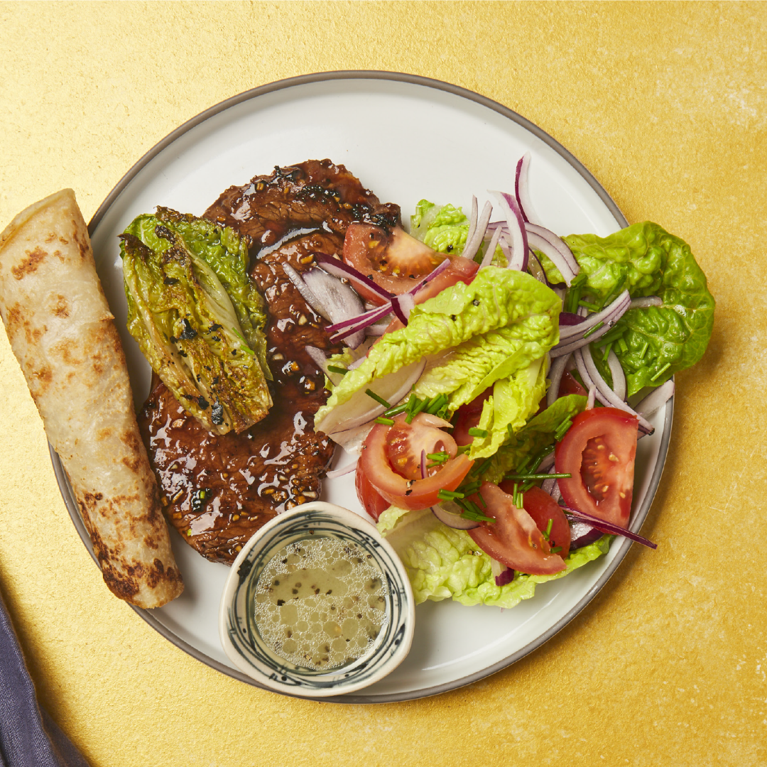 Lok Lak with Roti & Grilled Lettuce